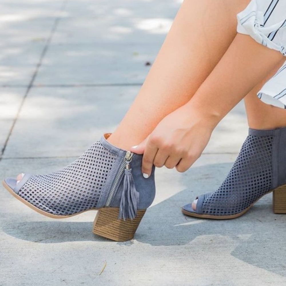 SALE!!  Steel Gray Peep Toe Booties!!